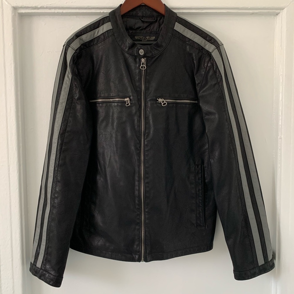 Wilsons Cycle Black Faux Leather Motorcycle Jacket